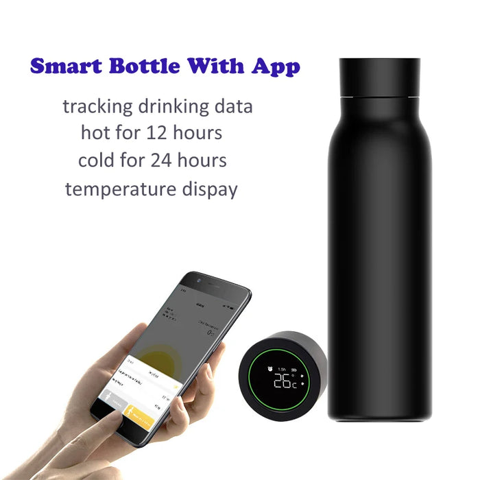 Tuya Smart Bottle With App 304 Stainless Steel 600ml Temperature Display Water Cup Tracking Drinking Data