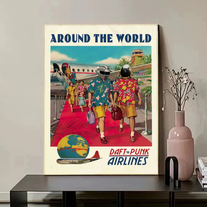 Daft Punk Poster Around The World Print Music Wall Art Prints Picture Fashion Art Painting Canvas Wall Home Decor Quadro Cuadros