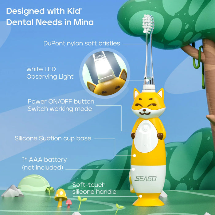 Animal LED Smart Timer Gentle Vibration Soft Teeth Brushing Sets Silicone Sonic Kids Children Electric Toothbrush