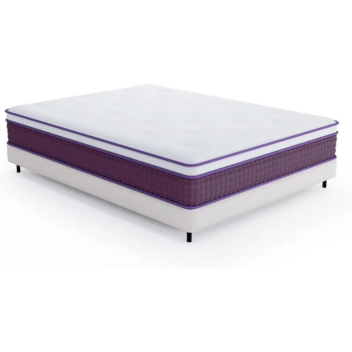 10 Inch Hybrid Mattress Queen, Innerspring Mattress in a Box, Plush Foam Mattress with Individually Pocketed Coils