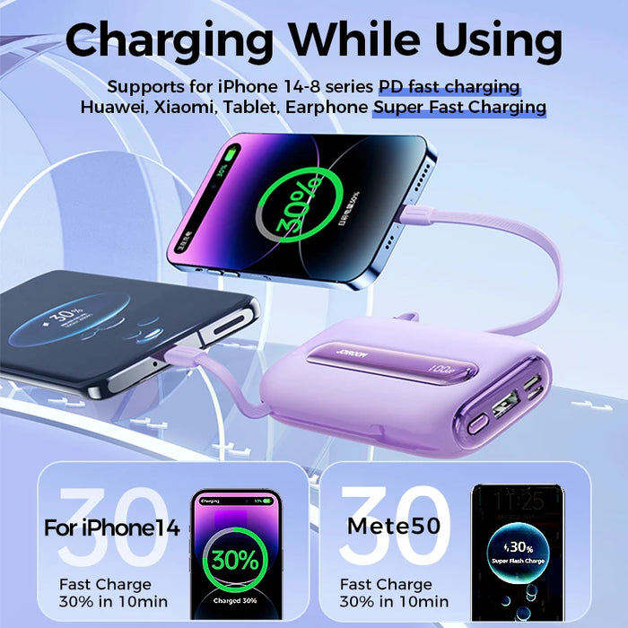 Joyroom 20000mAh Power Bank Four Ports Charging 22.5W PowerBank With Type-C For iPhone Cable PD QC3.0 Charger For Samsung Xiaomi