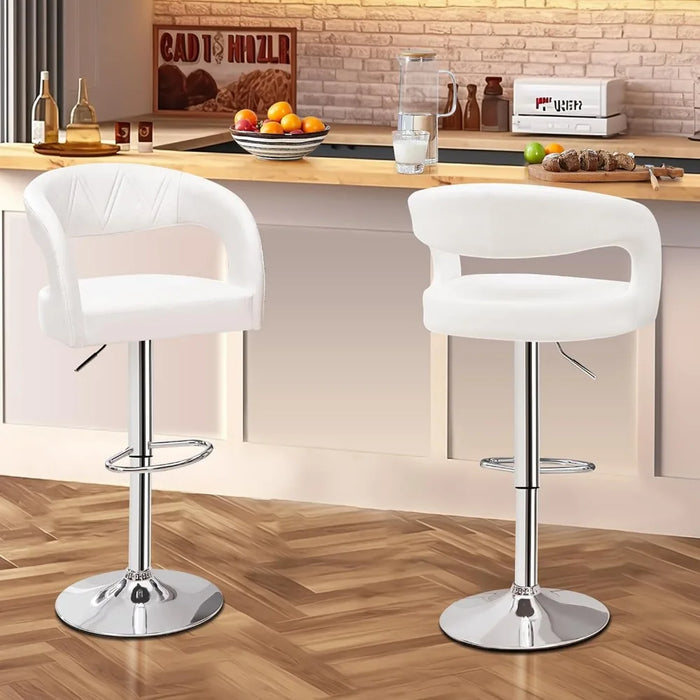 Bar Stools Set of 4 Swivel Modern Pu Leather Adjustable Barstools, Kitchen Counter Bar Stools, Island Chairs for Bar, Kitchen