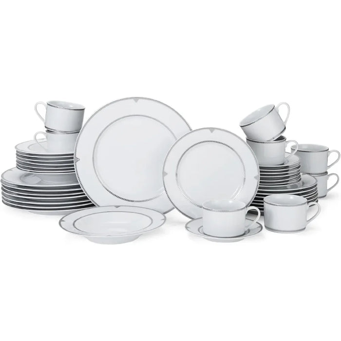 Food Plate 40-Piece Porcelain Dinnerware Set Service for 8 Ceramic Dishes to Eat Tableware Set of Plates Dinner Sets Dish Luxury