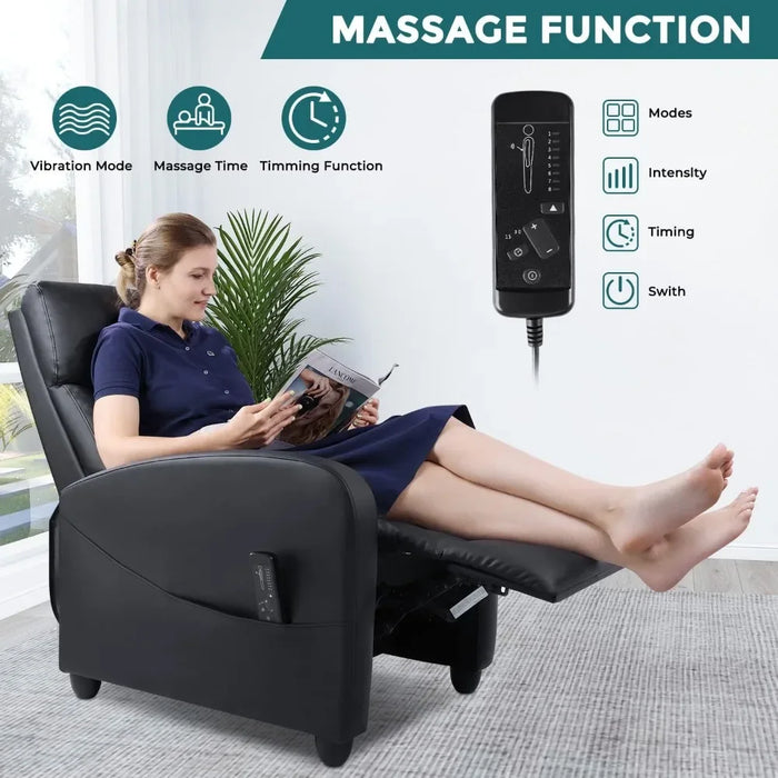 2023 SMUG Adults Massage Living Room Adjustable Modern Chair Home Theater Single Sofa Recliner PU Leather Padded Seat Backrest