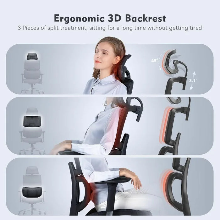 TONFARY Ergonomic Office Chair, Home Office Desk Chair with Lumbar Support, Adjustable Headrest Ergonomic