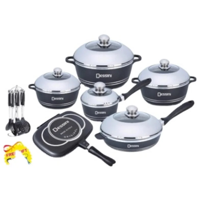 Die Cast Die-cast Aluminum Non-stick Dessini 23pcs Kitchen Cookware And Nonstick Cookware Sets