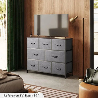 Dressing Cabinet, Storage Drawer Unit, TV with Bedroom Dresser, TV Stand, 8 Large Deep Drawers, Bedroom Fabric Dresser