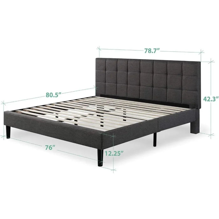 Upholstered Platform Bed Frame / Mattress Foundation / Wood Slat Support / No Box Spring Needed, Easy Assembly