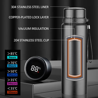 1L Thermal Water Bottle Temperature Display Thermos Bottle Stainless Steel Tumbler Vacuum Flasks Thermos For Water Tea Drinkware