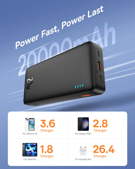 Baseus Power Bank 20000mah Fast Charging PD 20W Portable Charger Batterie Externe For iPhone 15 14 13 12 pro max