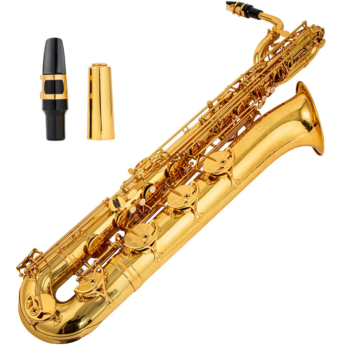 AUROSUS BSA-G6 Low A Baritone Saxophone Low A to High F# Lacquered Brass with Hand unique, Engraved Bell Lightweight Case with W