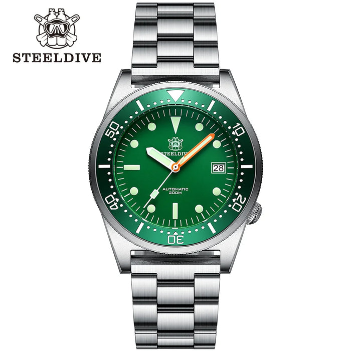 Steeldive Brand SD1979 Stainless Steel Bracelet Super Luminous C3 Black Dial 20ATM Automatic Mens Dive Watch