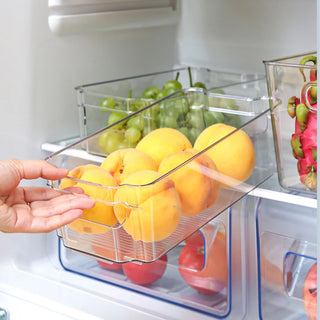 Refrigerator Organizer Clear Plastic Refrigerator Drawer Fruit Vegetable Crisper With Dividers Stackable Freezer Storage Tool