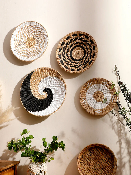 Seagrass Wall Hanging Decor Wall Basket Boho Home Decoration Handmade Natural Wall Art for Kitchen Bedroom Living Room Ornament