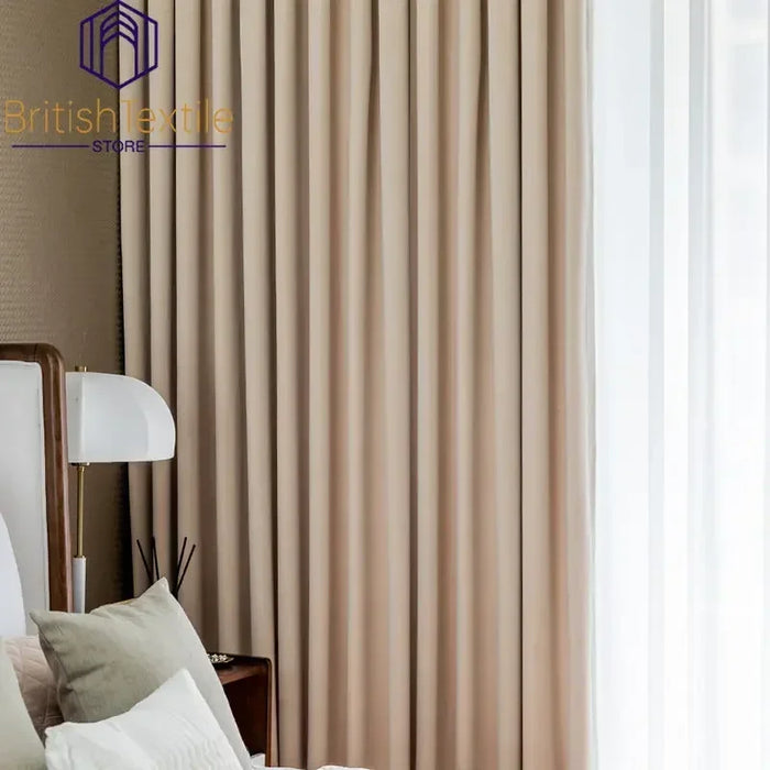 Modern Beige Velvet Curtains for Living Dining Room Bedroom Australian Cashmere Blackout Custom Door Window Drape Room Decor