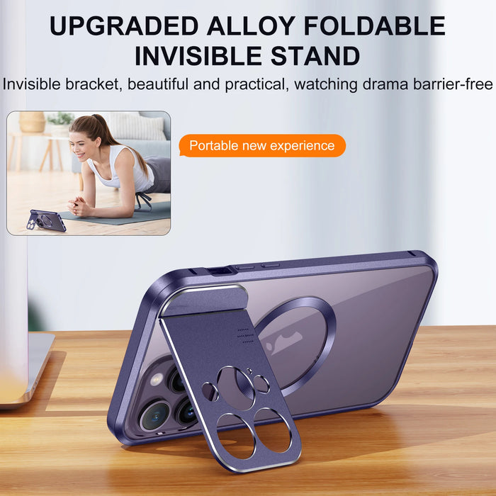 Magnetic Foldable Bracket For Stand Case For Iphone 15 14 13 Pro Max Lens Protector Fragrance Aluminum Alloy Cover For Magsafe