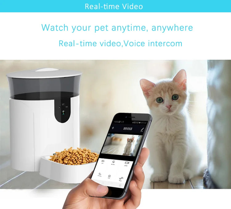 Tuya App Wireless Wifi Remote Control Real-Time Video and Voice Intercom 7L Definite Time Smart Automatic Pet Feeder