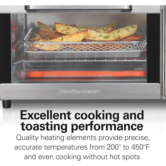 Toaster Oven Air Fryer Combo, Fits 9” Pizza, 4 Slice Capacity, Powerful Circulation, Auto Shutoff, Stainless Steel (31403)