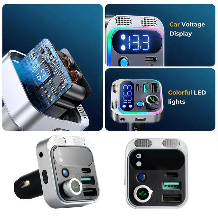 2023 Bluetooth 5.0 FM Transmitter For Car FM/AUX Bluetooth Car Adapter Car Charger Bass Boost 3 Ports Charger Bluetooth Adapter