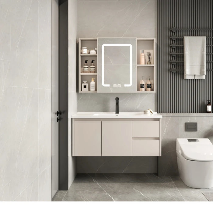 Closed Storage Toilet Cabinet Bathroom Wall Salon Station Corner Kit Mirrors Sink Luxury Washbasin Shelf Mdf Storage Cabinet