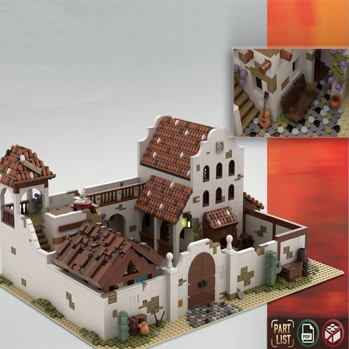 Brand New 3583 Pieces Moc Creation Expert Medieval Castle Model Old Town Mexico Villa Block Model Kit Birthday Gift Adults Toys