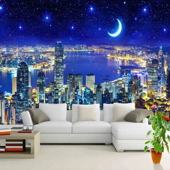 Custom Any Size 3D Wall Mural Paintings City Building Night View 3D Photo Wallpaper Living Room Bedroom Study Room Wall Decor