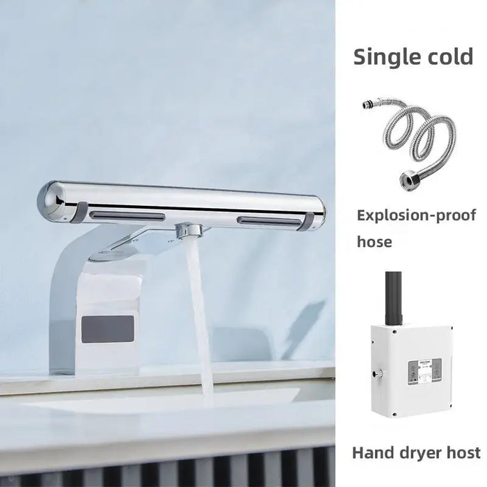 interhasa! Automatic Air Hands Dryer Creative Hands Washing and Drying 2 in 1 Design Air Tap Bathroom Faucet with Hand Dryer