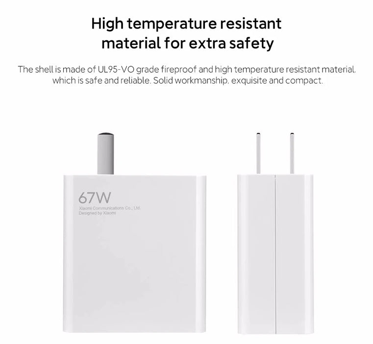 Xiaomi 67W Charger Set With 1m USB Type-C Cable Quick Charge  Fast and Stable Compatible with Xiaomi Pad 5 Pro