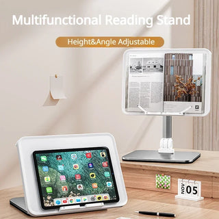Eary Foldable Tablet Stand Height Adjustable Desktop Reading Holder Laptop Stand 180°Angle Rotatable 30KG High Load Bearing
