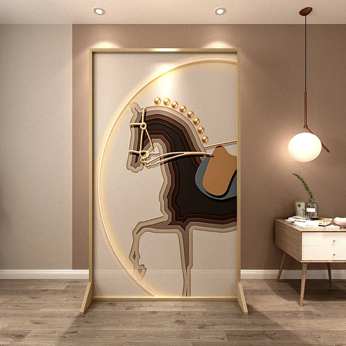 European style light luxury mobile screen partition living room study simple modern doorway aluminum alloy seat screen horse