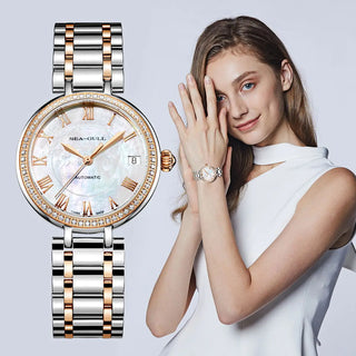Seagull Ladies Watch Automatic Mechanical Wristwatch Ultra-Thin Casual Simple Roman Holiday Sapphire Women Watch 816.417L
