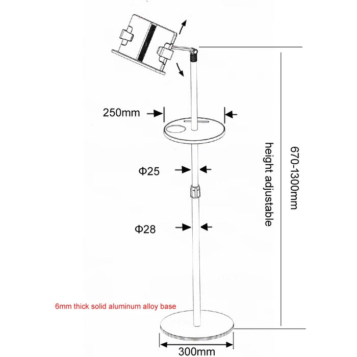 UP-9ZB aluminum Reading book Rack floor stand Office Notebook Tray Book Tablet Tray height adjust