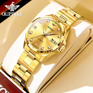 OUPINKE 3199 Real Diamond Mechanical Watch for Women Luxury Brand Imported Swiss Movement Original Automatic  Women's Watches