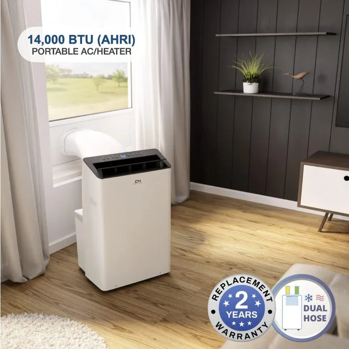 14,000 BTU (12,000 BTU SACC) Inverter Portable Air Conditioner and Heater with Dual Hose, Dehumidifier