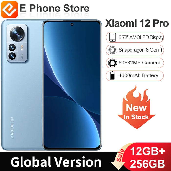 Global Version Xiaomi 12 Pro 12GB+256GB Snapdragon 8 Gen 1 6.73" AMOLED DotDisplay 50MP+32MP Camera 4600mAh Battery NFC  (New)