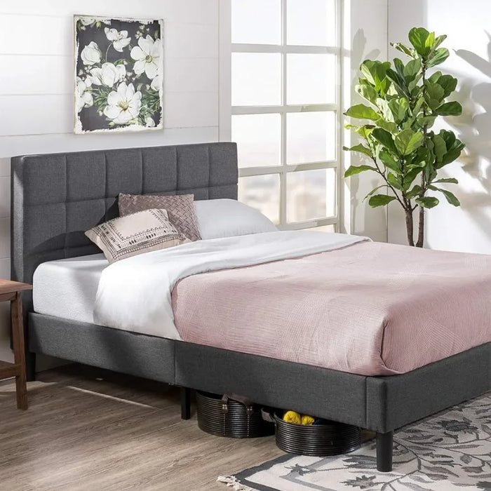 Upholstered Platform Bed Frame / Mattress Foundation / Wood Slat Support / No Box Spring Needed, Easy Assembly