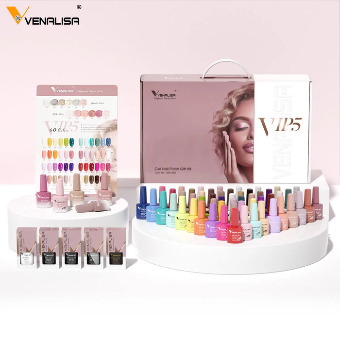 VIP5 Venalisa Nail Gel Polish Kit HEMA FREE Jelly Pink Nude Color Sparkle Gel Varnish Self Leveling Gel Nail Varnish Whole Set