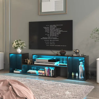 TV Stand, Deformable TV Stand with LED Lights & Power Outlets, Modern TV Stand for 45/50/55/60/65/75 Inch TVS,