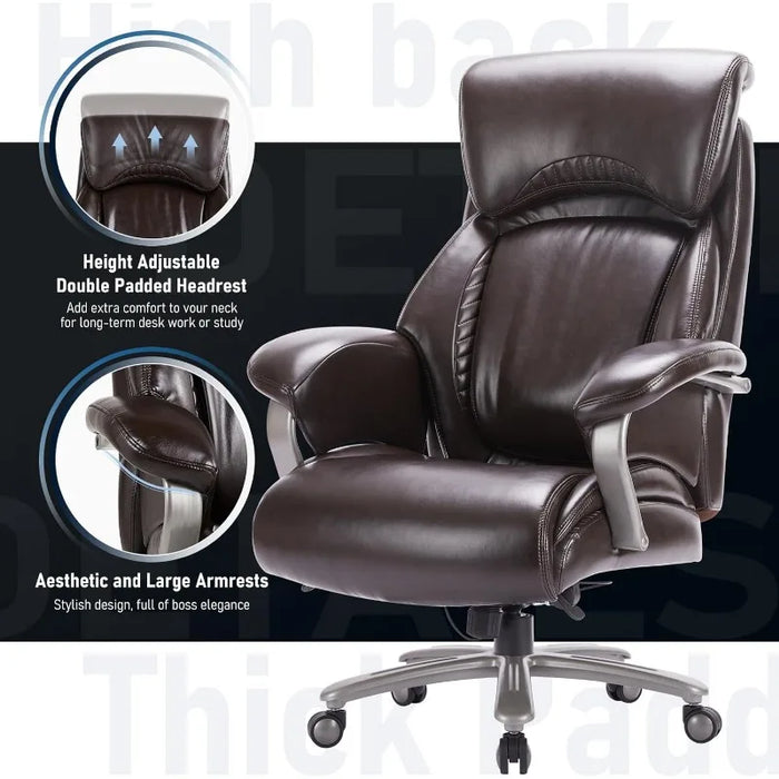Big and Tall Office Chair 500lbs-Heavy Duty Ergonomic Computer Chair with Extra Wide Seat, High Back Executive Large
