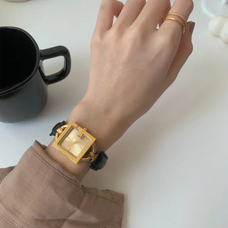 Fashion Temperament Minimalism Leather Bracelet square Watch For women's girl Student gift  Women's accessories