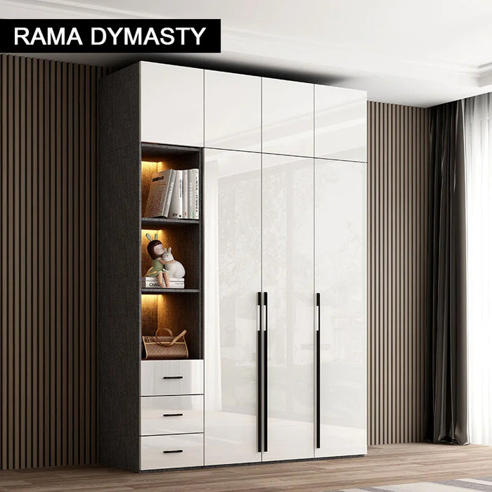 Modern minimalist light luxury high-gloss wardrobe bedroom swing door Nordic large wardrobe locker glass door  closet