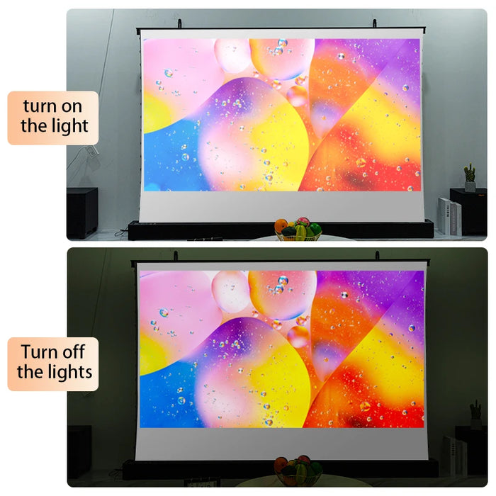 High Quality 92 Inch Floor Rising Projector Screen 8K HD Outdoor Electric Projector Screen