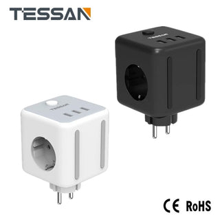 TESSAN Mini Power Strip USB Electric with Switch+ Cube Socket Tee Powercube Strips Plug Smart Outlet Extension Adapter European