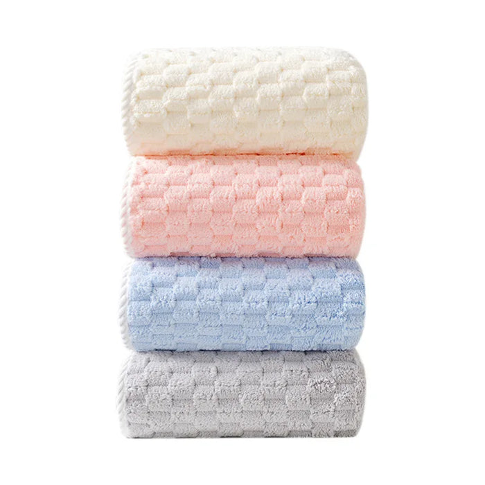 2pcs/set Cloud grid coral velvet towel set solid 1pc face towel and 1pc Largesize bath towel Quick Dry Towels bathroom for Adult