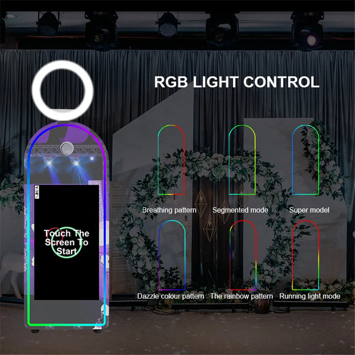 Magic Mirror Photo Booth Selfie Touch Screen Machine 32" Mirror Photo Booth With Flight Case for Party Wedding Events Christmas