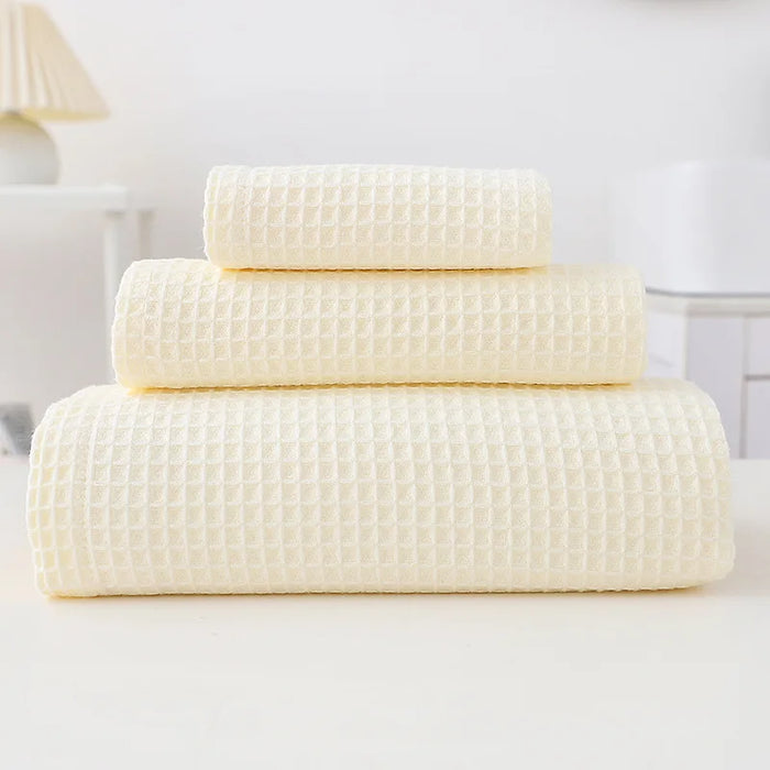 3PCS Adult Luxury Cotton Gauze Waffle Bathroom Soft Absorbent Square Towel Face Towel Bath Towel Set Hotel Gifts Group Buy Kids