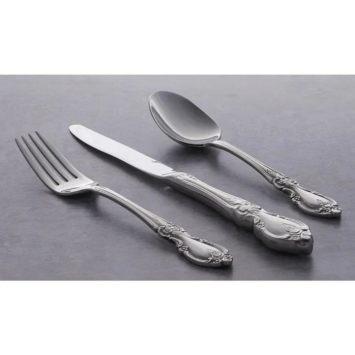 Louisiana 45 Piece Fine Flatware Set 18/10 Stainless Steel, Service for 8, Silver