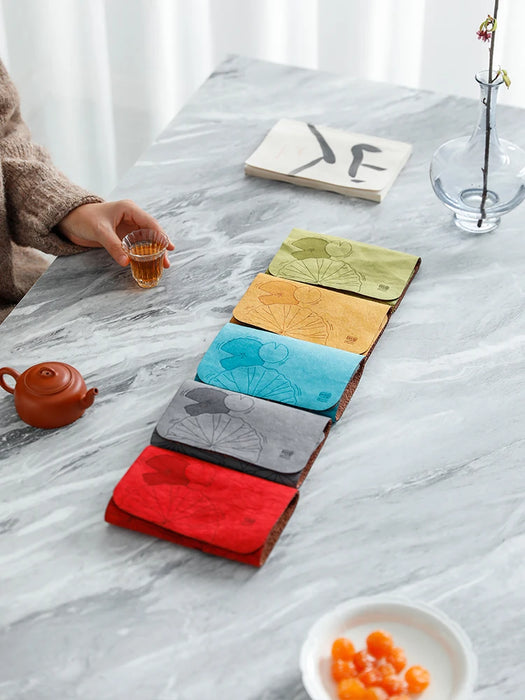 Manual Tea Towel Super Absorbent Table Mats Gingko Velvet Tablecloth Tea Mat Napkin High-end Simplicity Tea Ceremony Accessories