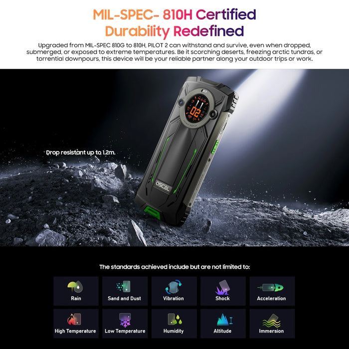 Blackview OSCAL PILOT 2 Rugged Smartphone Helio G99 6.5'' 120Hz 8GB 256GB Mobile Phone with Dual LED Flashlights 8800mAh 45W NFC