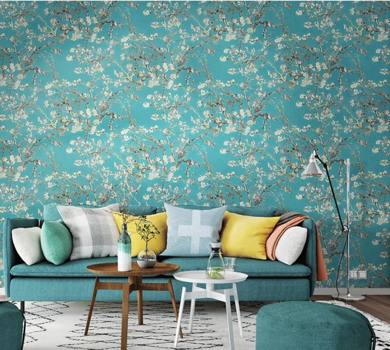 beibehang Nordic pastoral broken apricot flower wallpaper yellow gold American living room bedroom background papel de parede